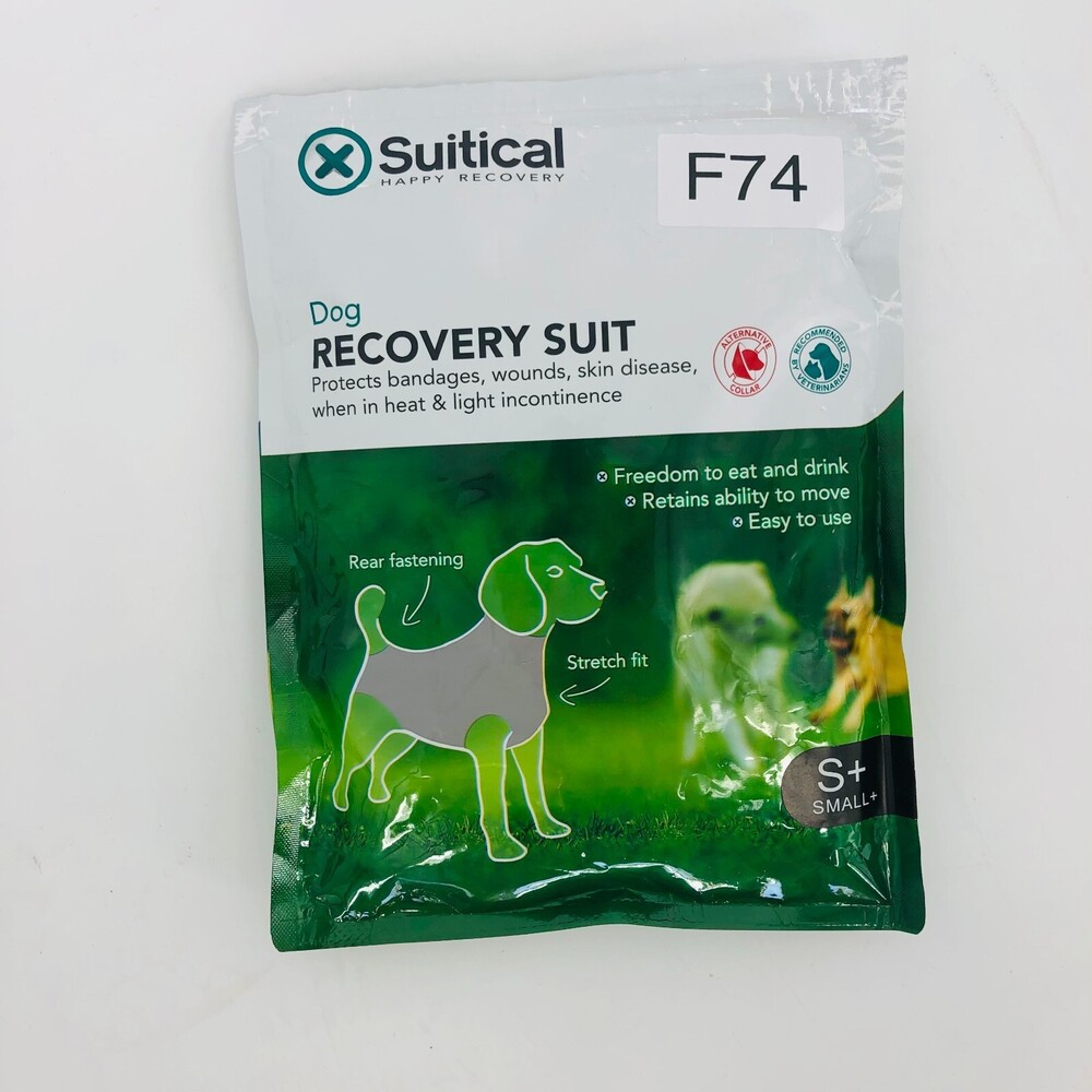 Suitical Happy Recovery Black Stretch Fit Dog Recovery Suit Size Small+